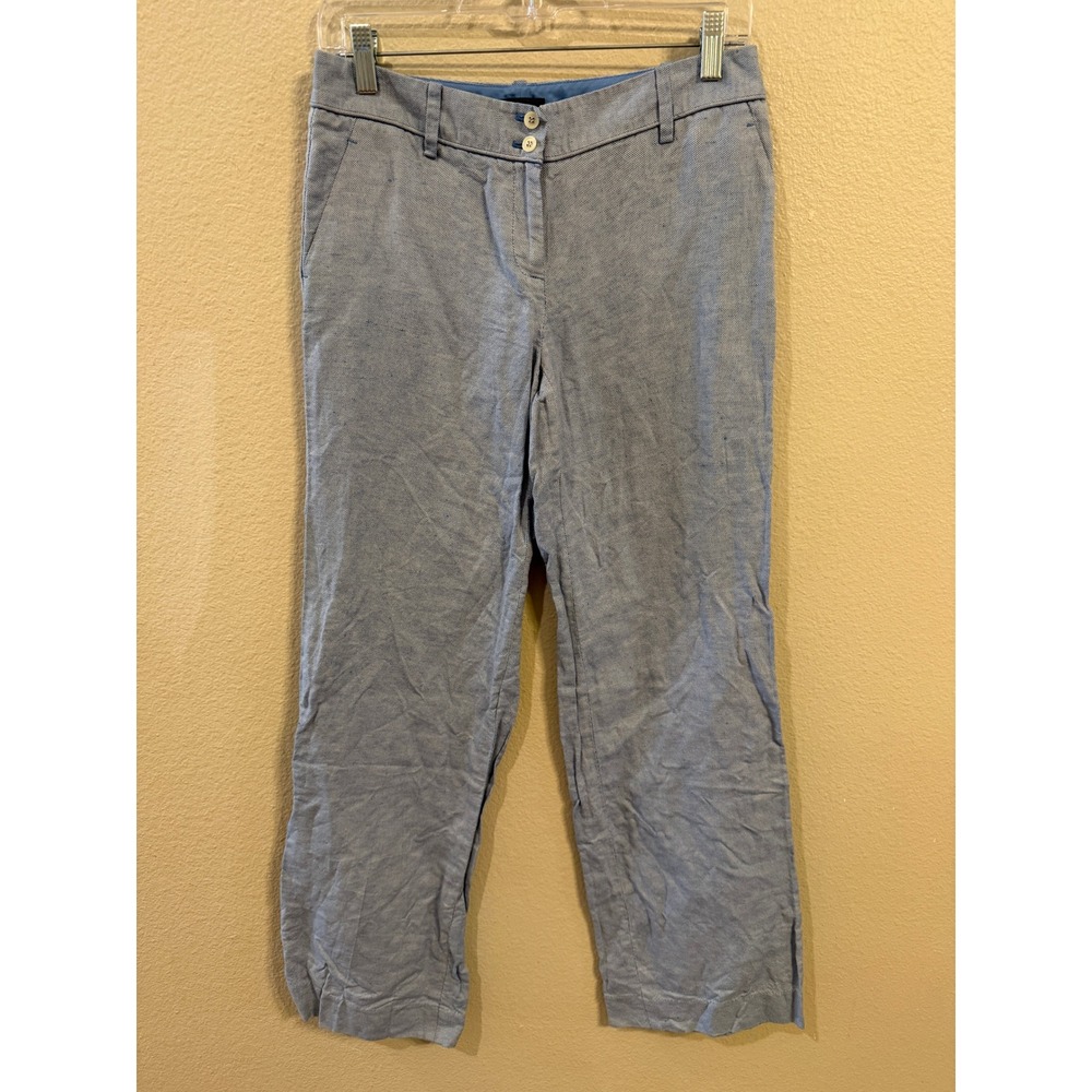 The Limited Linen Blend Pants Women 0 Light Blue Excellent Straight Leg Trousers